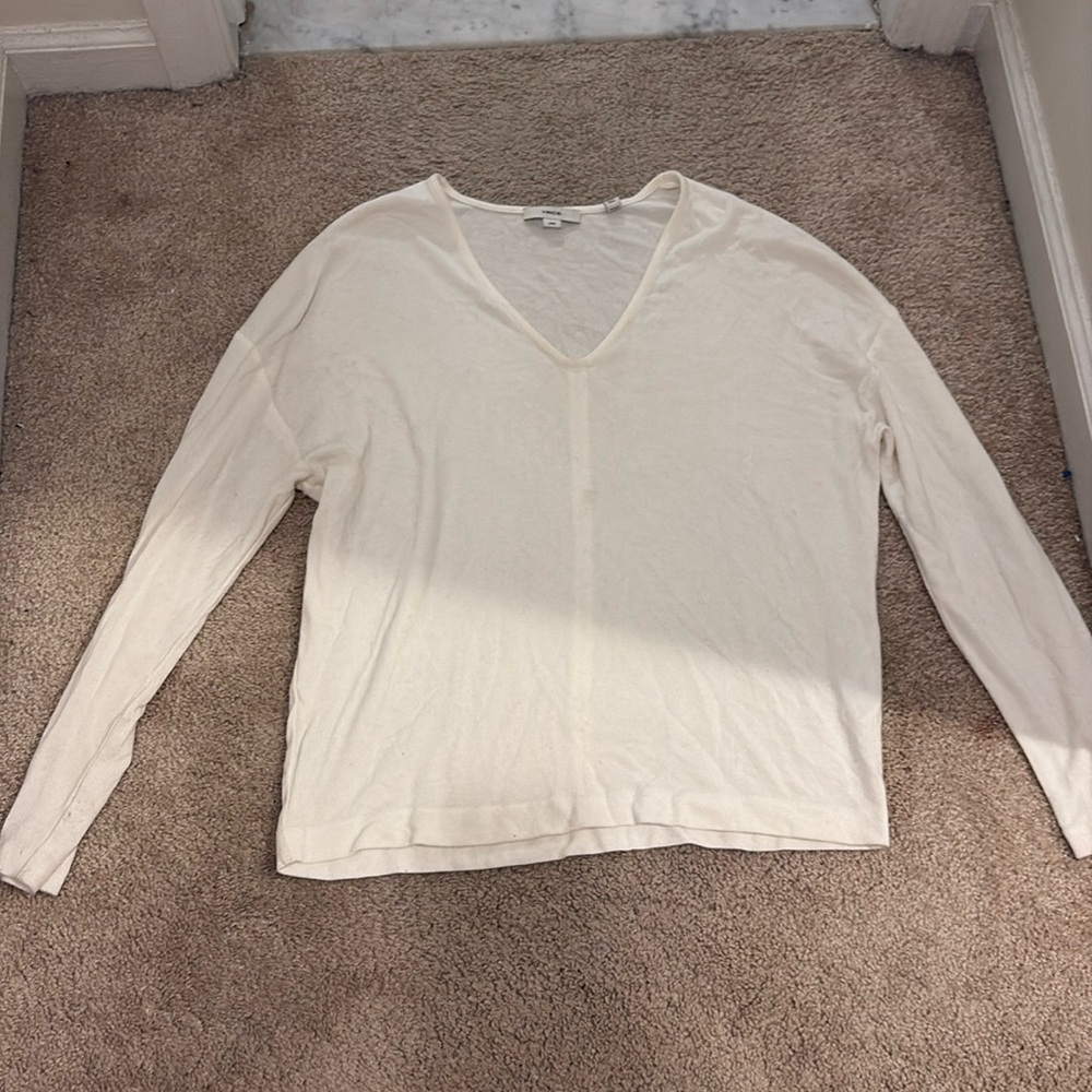 Vince white V Neck knit